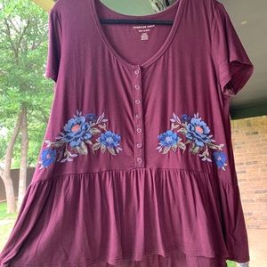 AE Embroidered Floral Top